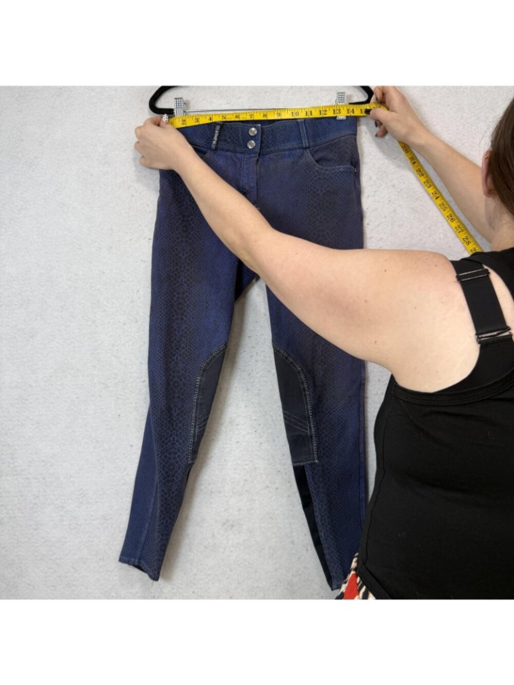 ROMFH Pants Womens 26R Blue Animal Print Twill Jegging Stretch Riding Pockets - Picture 5 of 9